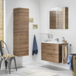 Tiger Badkamermeubel Studio 80cm Chalet Eik/matwit Met RVS Greep -badkamer 123 1027