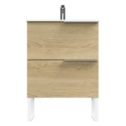 Tiger Badmeubelset Pocket 60 Cm Met 2 Lades Naturel Eik Incl. Looppoten -badkamer 123 109