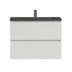 Tiger Karlo Badkamermeubel 80 Cm Hoogglans Wit Met Wastafel Zwart Blad -badkamer 123 1117