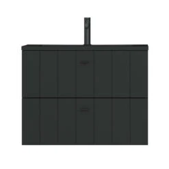 Tiger Maryport Badkamermeubelset 80 Cm Mat Zwart Met Matzwarte Polybeton Wastafel En Matzwarte Grepen -badkamer 123 1129