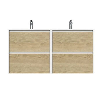 Tiger Reverse Meubelset 2x60 Cm Met 4 Lades Naturel Eik / Mat Wit Inclusief 2 Oval Wastafels Hoogglans Wit 4 Tiger Reverse Meubelset 2x60 Cm Met 4 Lades Naturel Eik / Mat Wit Inclusief 2 Oval Wastafels Hoogglans Wit - Afbeelding 2