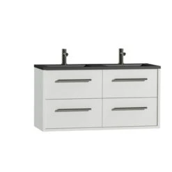 Tiger Badkamermeubel Boston 120cm Hoogglans Wit/matzwart Met Grepen RVS -badkamer 123 1177