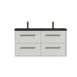 Tiger Badkamermeubel Boston 120cm Hoogglans Wit/matzwart Met Grepen Chroom