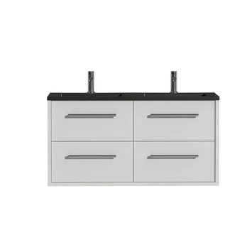 Tiger Badkamermeubel Boston 120cm Hoogglans Wit/matzwart Met Grepen Chroom 3 Tiger Badkamermeubel Boston 120cm Hoogglans Wit/matzwart Met Grepen Chroom