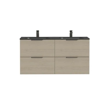 Tiger Badkamermeubel Studio 120cm Naturel Eik/matzwart Met Platte RVS Greep 4 Tiger Badkamermeubel Studio 120cm Naturel Eik/matzwart Met Platte RVS Greep - Afbeelding 2