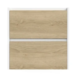 Tiger Reverse Meubelset 60 Cm Met 2 Lades Naturel Eik / Mat Wit Inclusief Oval Wastafel Hoogglans Wit -badkamer 123 1242