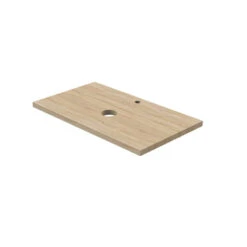 Tiger Maryport Badkamermeubelset 80 Cm Mat Zwart Met Licht Eiken Houten Wasblad, Keramische Opzetkom En Matzwarte Grepen -badkamer 123 1263