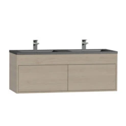Tiger Helsinki Badkamermeubel 120 Cm Naturel Eiken Met Wastafel Polybeton Zwart