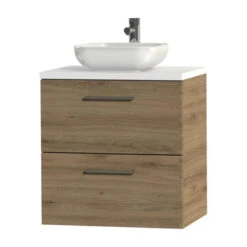 Tiger Badkamermeubel Studio 60cm Chalet Eik/witte Waskom Met Vierkante Greep -badkamer 123 1313