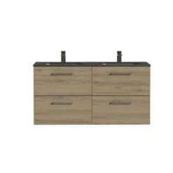 Tiger Badkamermeubel Studio 120cm Chalet Eik/matzwart Met Ronde RVS Greep -badkamer 123 1349