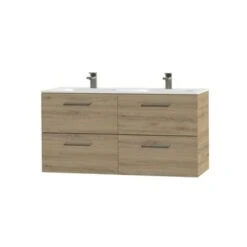Tiger Badkamermeubel Studio 120cm Chalet Eik/matwit Met RVS Greep -badkamer 123 1367