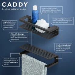 Tiger Douchemand Met Handdoekhouder Caddy Zw -badkamer 123 1429