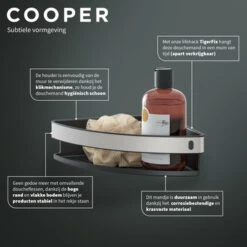 Tiger Hoekdouchemand Cooper 21 Cm RVS/zwart 16 Tiger Hoekdouchemand Cooper 21 Cm RVS/zwart -badkamer 123 1546