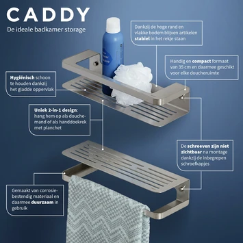Tiger Douchemand Met Handdoekhouder Caddy Rvs 13 Tiger Douchemand Met Handdoekhouder Caddy Rvs - Afbeelding 11