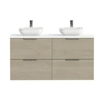 Tiger Badkamermeubel Studio 120cm Naturel Eik/witte Waskom Met Profielgreep 3 Tiger Badkamermeubel Studio 120cm Naturel Eik/witte Waskom Met Profielgreep