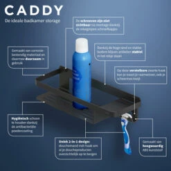 Tiger Douchemand Met Haak Caddy Zwart -badkamer 123 1990