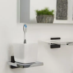 Tiger Bekerhouder Zenna Hangend Met Beker Chroom/Wengé -badkamer 123 2026