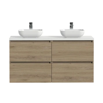 Tiger Karlo Badkamermeubelset 120 Cm Chalet Eik Met Wit Houten Wasblad En Glanzend Witte Keramische Waskom 4 Tiger Karlo Badkamermeubelset 120 Cm Chalet Eik Met Wit Houten Wasblad En Glanzend Witte Keramische Waskom - Afbeelding 2