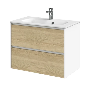 Tiger Reverse Meubelset 80 Cm Met 2 Lades Naturel Eik / Mat Wit Inclusief Oval Wastafel Mat Wit 3 Tiger Reverse Meubelset 80 Cm Met 2 Lades Naturel Eik / Mat Wit Inclusief Oval Wastafel Mat Wit