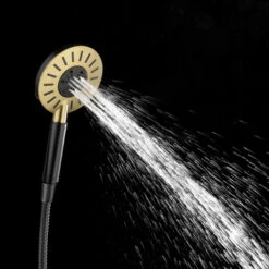 Tiger Regendoucheset Akcent Zwart/messing Incl Kraan En Handdouche Met 3 Straalstanden -badkamer 123 2334