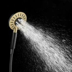 Tiger Regendoucheset Akcent Zwart/messing Incl Kraan En Handdouche Met 3 Straalstanden -badkamer 123 2336