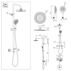 Tiger Regendoucheset Akcent Zwart/messing Incl Kraan En Handdouche Met 3 Straalstanden -badkamer 123 2338