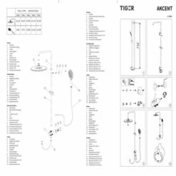 Tiger Regendoucheset Akcent Zwart Messing -badkamer 123 2477