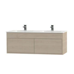 Tiger Helsinki Badkamermeubel 120 Cm Naturel Eiken Met Wastafel Keramiek Wit -badkamer 123 250