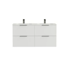 Tiger Badkamermeubel Studio 120cm Hoogglans Wit Met Platte RVS Greep -badkamer 123 267