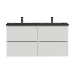 Tiger Karlo Badkamermeubel 120 Cm Hoogglans Wit Met Wastafel Zwart -badkamer 123 30