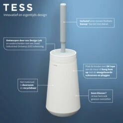 Tiger Toiletborstelhouder TESS Met Swoop Borstel Flexibel Wit/ Lichtgrijs -badkamer 123 3139