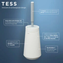 Tiger Toiletborstelhouder TESS Met Swoop Borstel Flexibel Wit/ Lichtgrijs -badkamer 123 3141