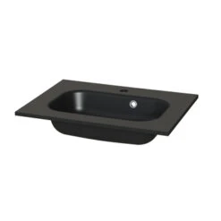 Tiger Reverse Meubelset Met 2 Lades 60 Cm Chalet Eik / Mat Zwart Inclusief Oval Wastafel Mat Zwart -badkamer 123 327