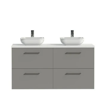 Tiger Badkamermeubel Studio 120cm Matgrijs/witte Waskom Met Ronde Greep