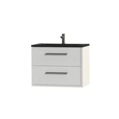 Tiger Badkamermeubel Boston 80cm Hoogglans Wit/matzwart Met RVS Grepen -badkamer 123 354