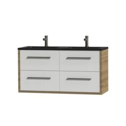 Tiger Badkamermeubel Boston 120cm Chalet Eik/matzwart Met Grepen RVS -badkamer 123 357