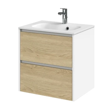 Tiger Reverse Meubelset Met 2 Lades 60 Cm Naturel Eik / Mat Wit Inclusief Oval Wastafel Mat Wit 3 Tiger Reverse Meubelset Met 2 Lades 60 Cm Naturel Eik / Mat Wit Inclusief Oval Wastafel Mat Wit