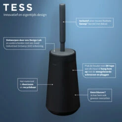 Tiger Toiletborstelhouder TESS Met Swoop Borstel Flexibel Zwart/antraciet -badkamer 123 3671