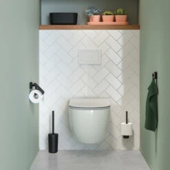 Tiger Toiletrolhouder Carv Met Klep Zwart -badkamer 123 3678