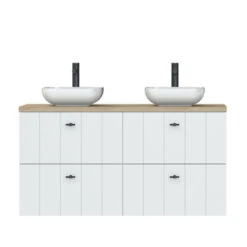 Tiger Maryport Badkamermeubelset 120 Cm Mat Wit Met Licht Eiken Houten Wasblad, Keramische Opzetkom En Matzwarte Grepen 14 Tiger Maryport Badkamermeubelset 120 Cm Mat Wit Met Licht Eiken Houten Wasblad, Keramische Opzetkom En Matzwarte Grepen -badkamer 123 379