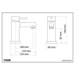 Tiger Wastafelkraan Boston Met Hendel RVS -badkamer 123 4030