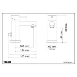 Tiger Wastafelkraan Boston Met Hendel En Waste Chroom -badkamer 123 4049