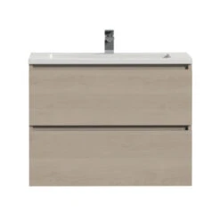 Tiger Karlo Badkamermeubel 80 Cm Naturel Eiken Met Wastafel Hoogglans Wit -badkamer 123 451