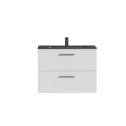 Tiger Badkamermeubel Studio 80cm Hooggglans Wit/matzwart Met RVS Greep -badkamer 123 457