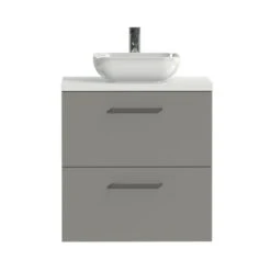 Tiger Badkamermeubel Studio 60cm Matgrijs/witte Waskom Met Vierkante Greep