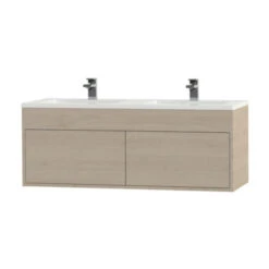 Tiger Helsinki Badkamermeubel 120 Cm Naturel Eiken Met Wastafel Polybeton Hoogglans Wit -badkamer 123 463