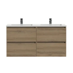 Tiger Karlo Badkamermeubel 120 Cm Chalet Eiken Met Wastafel Hoogglans Wit -badkamer 123 507