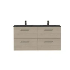 Tiger Badkamermeubel Studio 120cm Naturel Eik/matzwart Met RVS Greep -badkamer 123 544