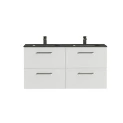 Tiger Badkamermeubel Studio 120cm Hoogglans Wit/matzwart Met Ronde RVS Greep 6 Tiger Badkamermeubel Studio 120cm Hoogglans Wit/matzwart Met Ronde RVS Greep -badkamer 123 547