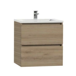 Tiger Karlo Badkamermeubel 60 Cm Chalet Eiken Met Wastafel Hoogglans Wit -badkamer 123 55